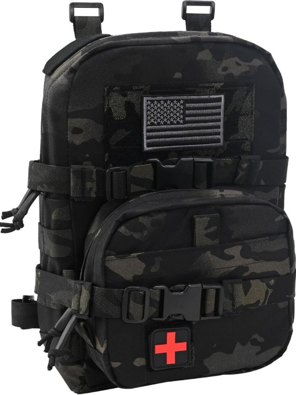Compact Tactical Hydration Pack with Water Bladder & IFAK Pouch - 1.5L-2L